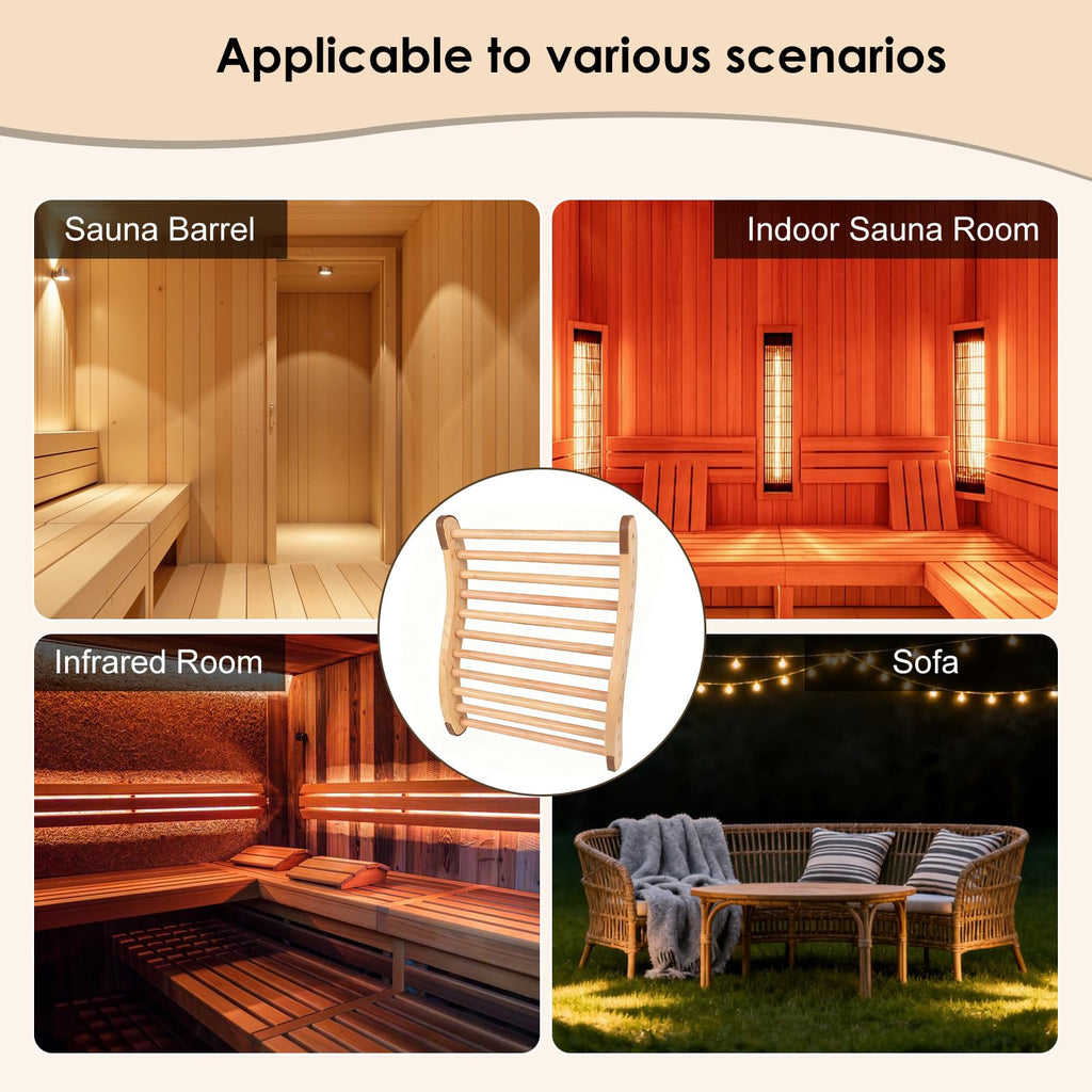 Sauna Backrest Wooden Sauna Accessories （Assembly Required） Non-slip Comfort Sauna Backrest Ergonomic S-shaped Sauna Backrest Relaxes the Back Pine Sauna Backrest Suitable for Sauna Environment