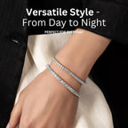 KISPER Tennis Bracelets for Women 14k White Gold Plated Round Cut CZ