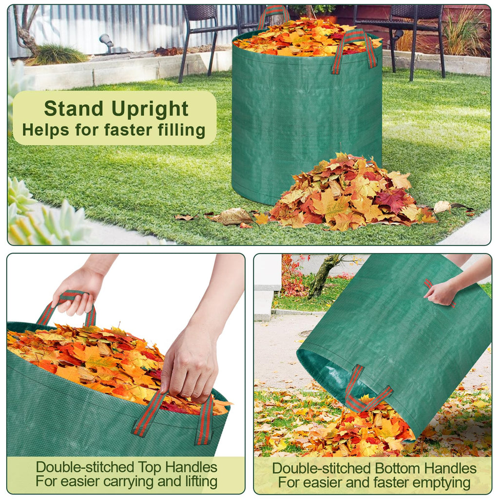 Remiawy Reusable Yard Waste Bags, 3 Packs 72 Gallons Lawn and Leaf Garden Bags with Reinforced Carry Handles Heavy Duty Garden Waste Bags Camping Yard Recycling Trash Bags for Debris Leaves Grass