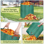 Remiawy Reusable Yard Waste Bags, 3 Packs 72 Gallons Lawn and Leaf Garden Bags with Reinforced Carry Handles Heavy Duty Garden Waste Bags Camping Yard Recycling Trash Bags for Debris Leaves Grass