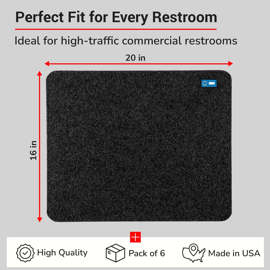 Hygomat Disposable Urinal Mats, Time Monitor, Non-Slip Adhesive, Case of 6, Charcoal, Made in the USA