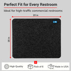 Hygomat Disposable Urinal Mats, Time Monitor, Non-Slip Adhesive, Case of 6, Charcoal, Made in the USA