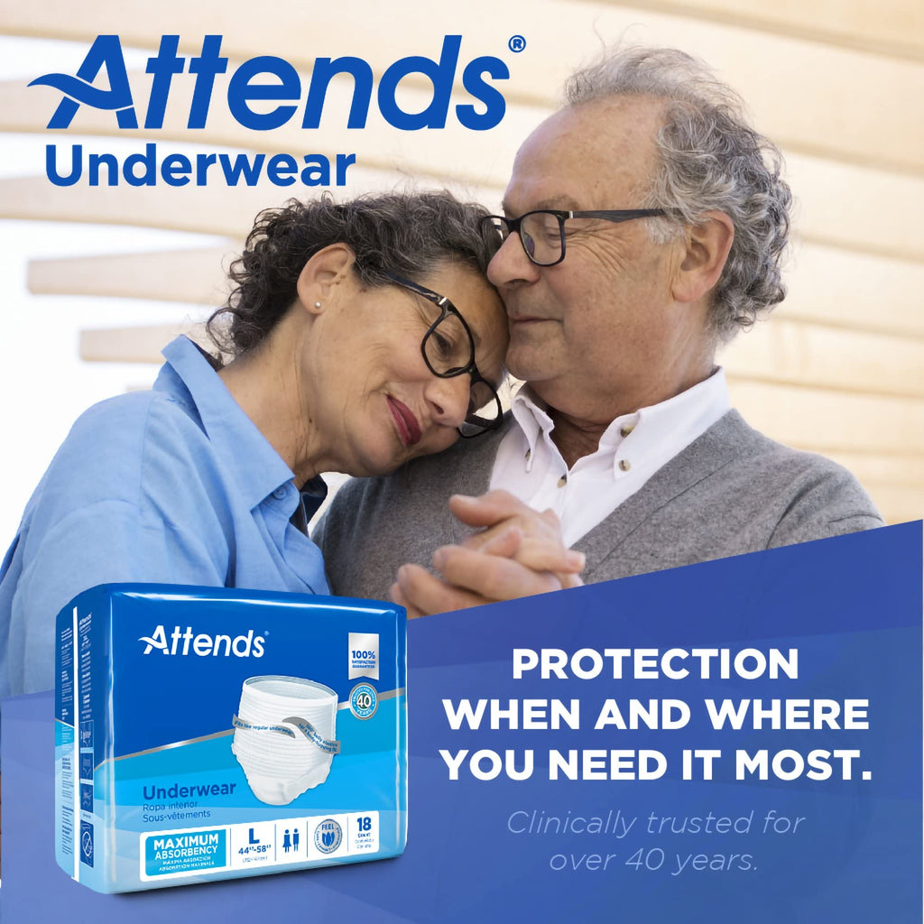 Attends Adult Absorbent Underwear, Large [72 Count] - Maximum Absorbency for Men and Women - Disposable Pull-On Diapers with Tear-Away Sides and Breathable Waistband - AP0730