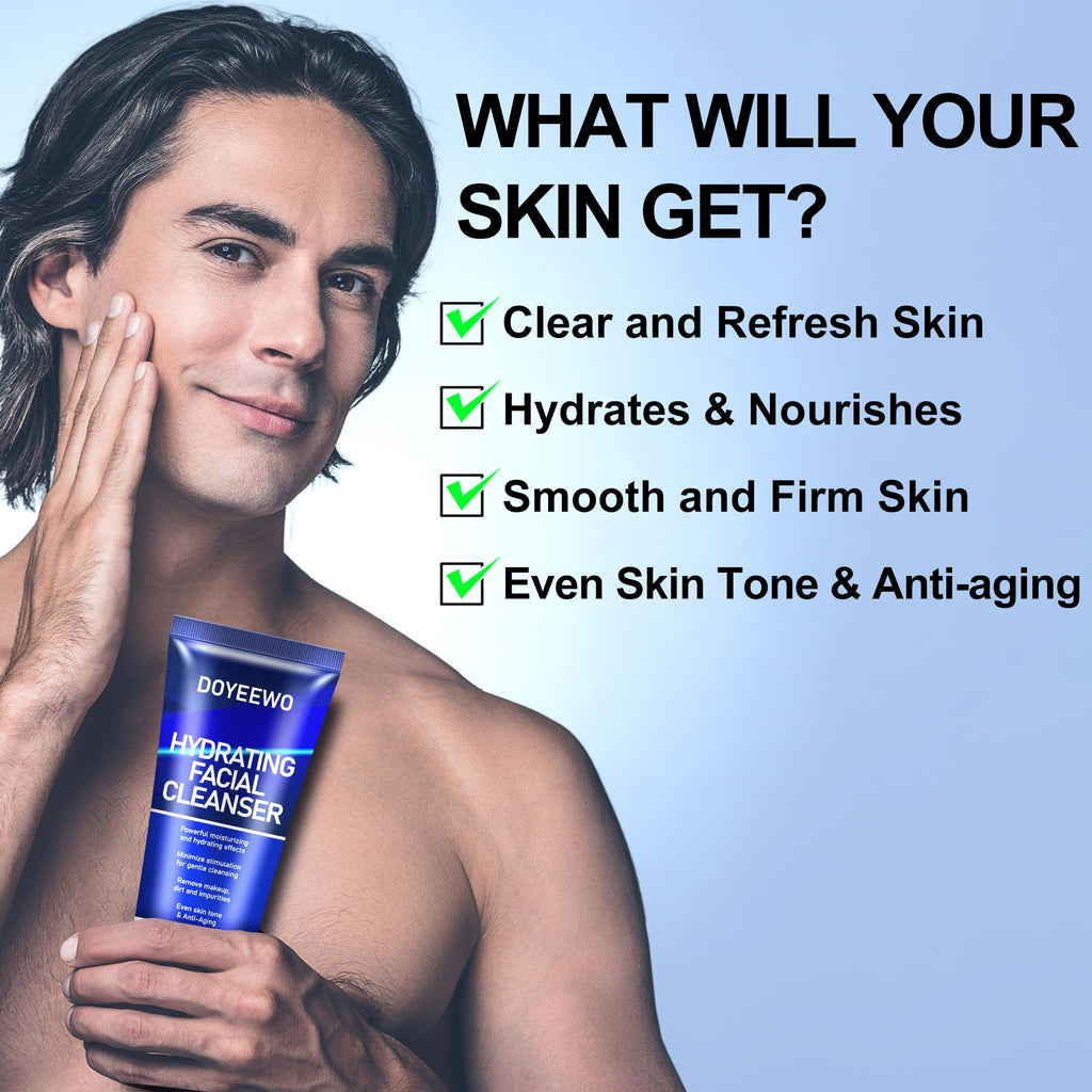 Skin Care for Men, Hydrate, Firm, Anti-Aging & Wrinkle Mens Self Care Facial Face Routine Kit,Birthday Valentines Gift Baskets for Young Men Him Teen Boy Dad Boyfriend Husband Christmas Gifts Ideas