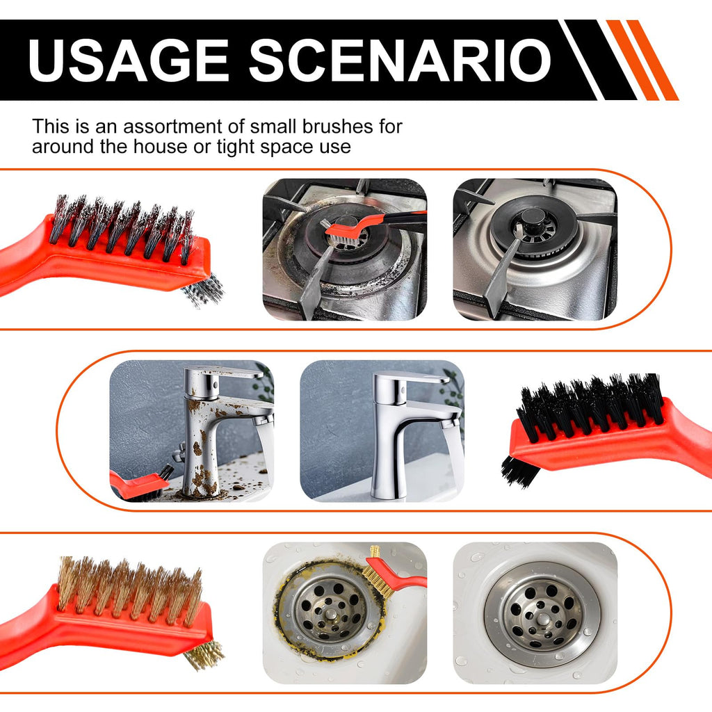 Wire Brush Set, 6 Pcs Professional Wire Brushes for Cleaning Rust