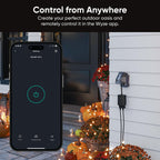 Wyze Plug Outdoor, Dual Outlets Energy Monitoring, IP64, 2.4GHz WiFi Smart Plug, Works with Alexa, Google Assistant, IFTTT, No Hub Required, Black