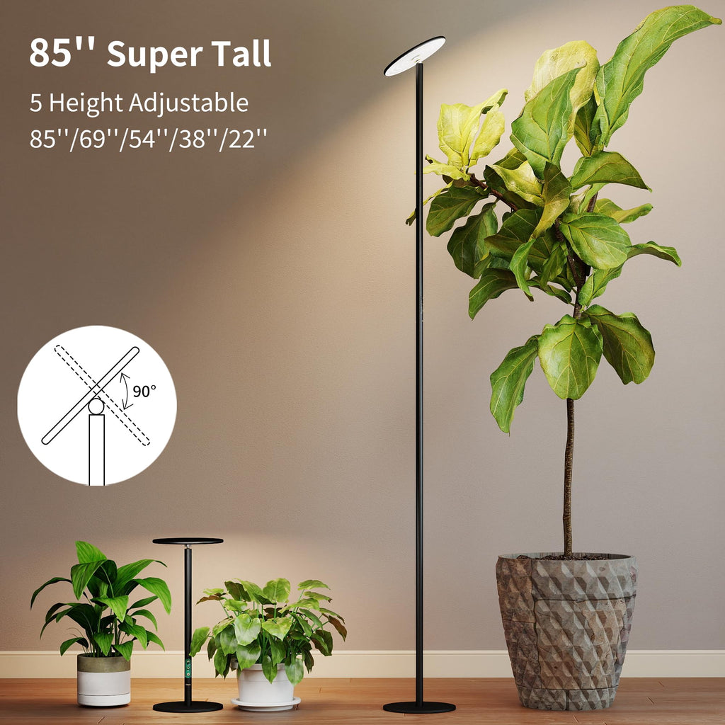 chiphy 85" Tall Grow Light for Large Indoor Plants, 60W Full Spectrum Plant Light with 4/8/12H Timer & Remote, 10-Level Dimmable, Height Adjustable, Ideal for Large Tall Plants & Indoor Trees