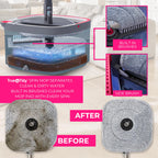 True & Tidy True Clean Spin Mop & Bucket System – Dual Compartment Design for Clean & Dirty Water, 360° Swivel Mop Head, Built-in Scrubbing Brush, Stainless Steel Handle & 2 Reusable Microfiber Pads