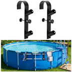 codree 2 Pcs Pool Leaf Skimmer Net Holder, Adjustable Above Ground Pools Hooks, Swimming Pool Pole Hangers for Hanging Tool, Hose, Leaf Rakes, Nets Pool-Accessories