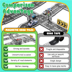 Magnetic Tiles Road Set with Pullback Car, Magnetic Tiles for Kids Ages 3-5 4-8, Magnet Building Tile for Toddler Kids Boys Girls, Creative STEM Building Toy & Learning Educational Magnet Toys