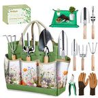 Garden Tools 9 Pcs Heavy Duty Gardening Tool Set Green Tote Bag Men Women