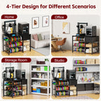 GUULIBERA 3D Printer Stand with Filament Storage Rack, Black 3D Printer Table with Power Outlet, 3-Tier Filament Holder with Drawer, 3D Printer Filament Stand Organized for Office Workshop Studio