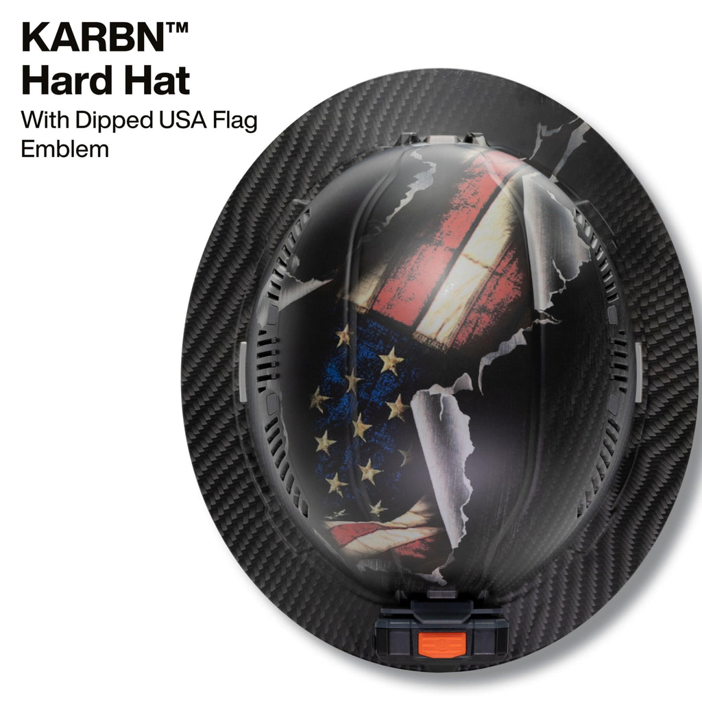 Klein Tools 60347FS Hard Hat, Vented Full Brim, Class C, Premium KARBN Freedom Series Pattern, Rechargeable Lamp, Padded Sweat-Wicking Sweatband, Top Pad