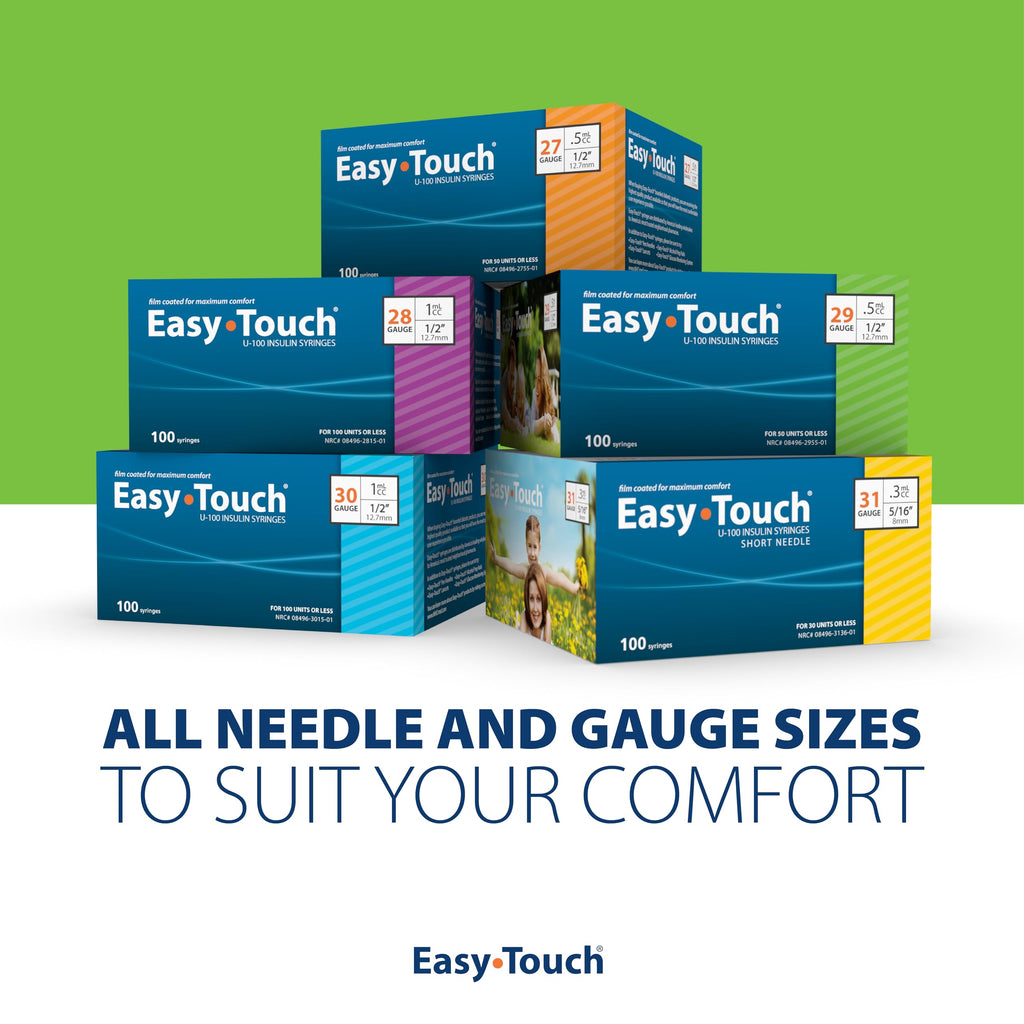 EasyTouch IW U-100 Insulin Syringes (29G 1.0cc 1/2") - 30 ct.