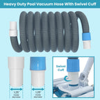 POOLWHALE Professional 1-1/2-Inch x 30-Feet Swimming Pool Vacuum Hoses and Weighted Rotatable Handle Vacuum Head with Wheels, Perfect for Above Ground and Inground Pools