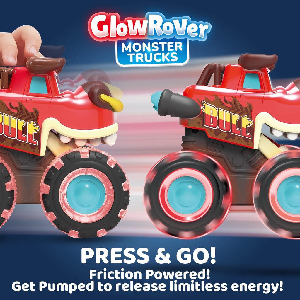 JOYIN 3 Pack Monster Truck Toy, Light Up Cars Press and Go Dinosaur Trucks