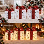 Set of 3 Lighted Boxes, Gold Snowflake