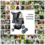 BestPet 4Wheels Pet Dog Stroller for Folding Lightweight Cat Travel Stroller with Cup Holder,Grey