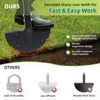 Half Moon Edger Lawn Tool - Heavy Duty Saw Tooth Manual Edgers with Sharp Blade & Wide Footplate, 38"-49" Adjustable T-Grip Handle for Landscaping, Sidewalks, Yard,Grass,Flower Bed & Garden Edging