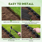No Dig Landscape Edging 33FT, 4-Inch Plastic Edging, 100 Spikes & Hammer