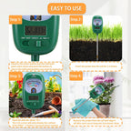 7-in-one Soil Test Kit, Soil Moisture Meter/PH Meter/Sunlight Intensity/Fertility Soil Tester, LCD Display Air & Soil Hygrometer Temperature for Hous Plants Garden, Farm, Lawn Care Moisture Meter