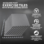 BalanceFrom Puzzle Exercise Mat 1/2' Thick, EVA Interlocking Foam Floor Tiles for Home Gym, Mat for Home Workout Equipment, Floor Padding for Kids, Gray, 24 in x 24 in x 1/2 in, 48 Sq Ft - 12 Tiles