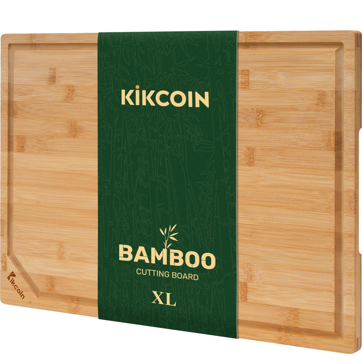 Kikcoin 17”×11” Bamboo Cutting Boards for kitchen, Reversible, XL, Natural