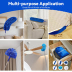 Dusters for Cleaning, Duster with Extension Pole 7 in 1 Kit, Ceiling Fan Cleaner Duster Cobweb Duster, Long Dusters for High Ceilings, Microfiber Dusters for Ceiling Fan, Blinds and Furniture