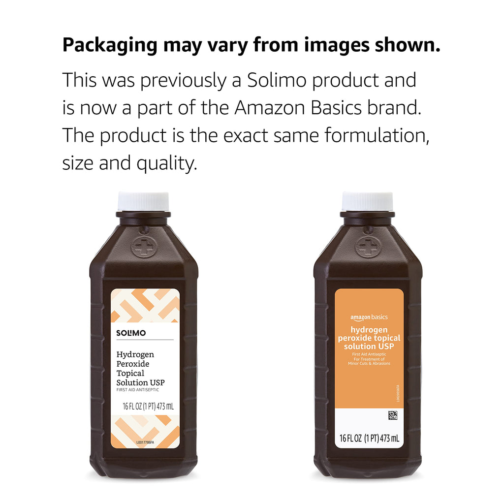 Amazon Basics - Hydrogen Peroxide Topical Solution USP, 16 fl oz (Pack of 12) (Previously Solimo)