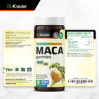 BIO KRAUTER Maca Root for Women and Men - Black, Red & Yellow Maca Supplement 1800 mg for Drive, Performance & Energy Support - 90 Gummies, 45-Day Supply, Non-GMO, Banana Flavor