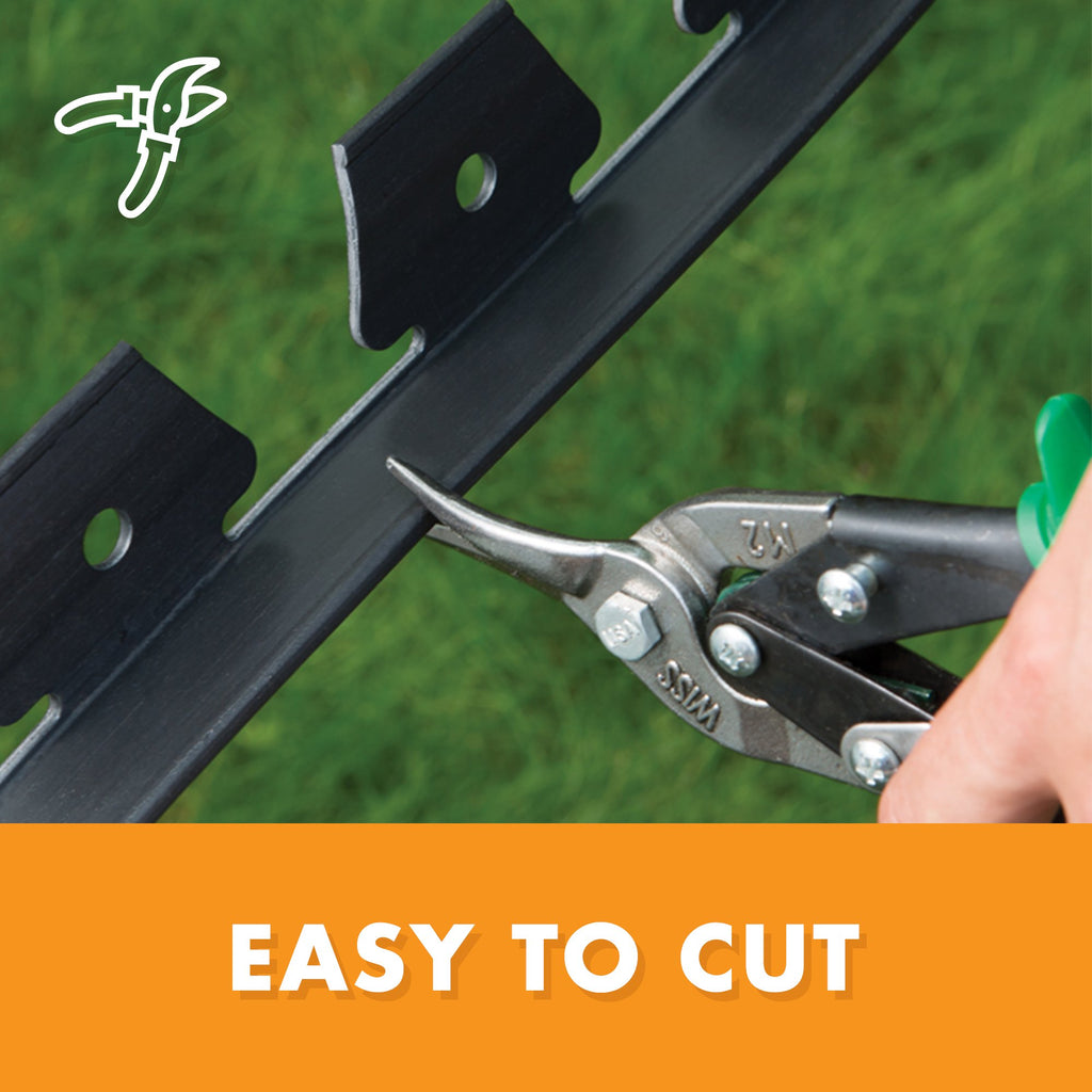 EasyFlex No-Dig Landscape Edging with BONUS Anchoring Spikes, 1.5 in. Tall Straight Top Plastic Garden Border, 100 Foot Kit, Black