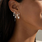 Moodear Silver Earrings for Women, 925 Silver Pearl Earring Stacks Jewelry
