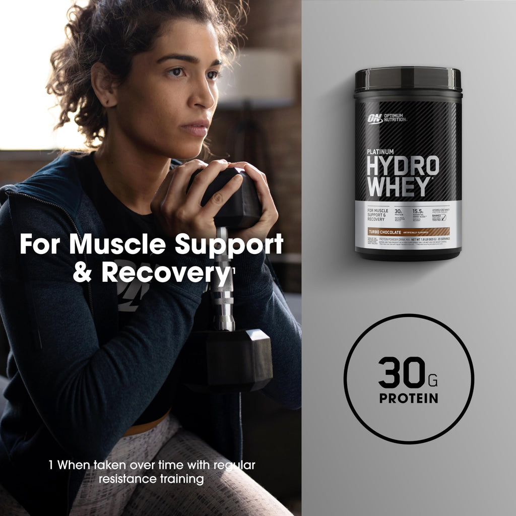 Optimum Nutrition Platinum Hydrowhey Protein Powder, 100% Hydrolyzed Whey Protein Isolate Powder, Flavor: Turbo Chocolate, 20 Servings, 1.8 Pounds (Packaging May Vary)