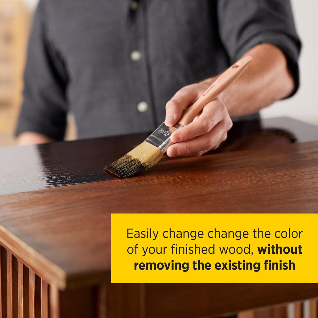 Minwax PolyShades Wood Stain + Polyurethane Finish – ½ Pint, Espresso, Satin, Black
