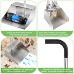 32In Extra Large Dust Pan with Long Handle,Heavy Duty Metal Dust Pan for Jumbo Debris Pan-Commercial Stand up Dustpan,Wide Mouth Outdoor Dustpan for Courtyards/Garage/Sidewalks-Professional Cleaning