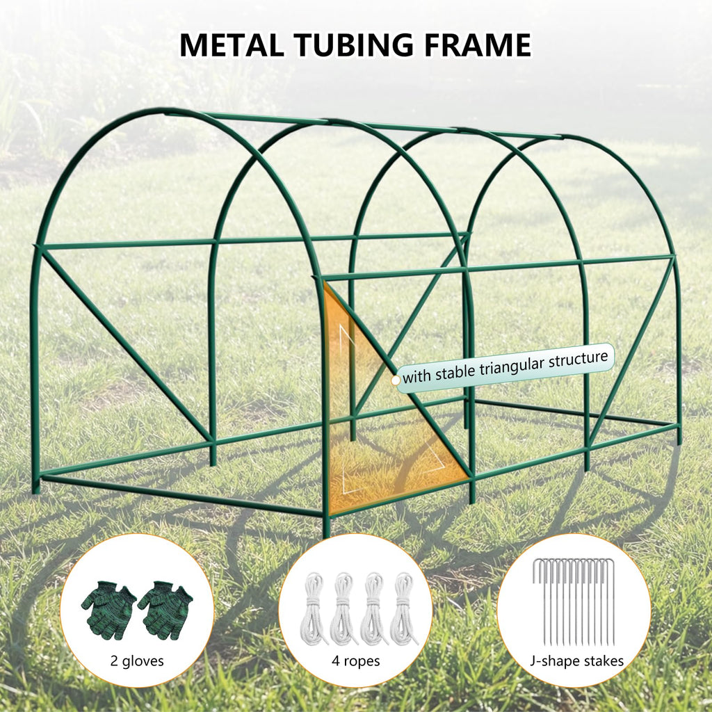 10×7×7 FT Greenhouses for Outdoors Heavy Duty, Large Walk in Green Houses for Outside with 6 Ventilated Mesh Windows & Roll-up Door & Reinforced Frame