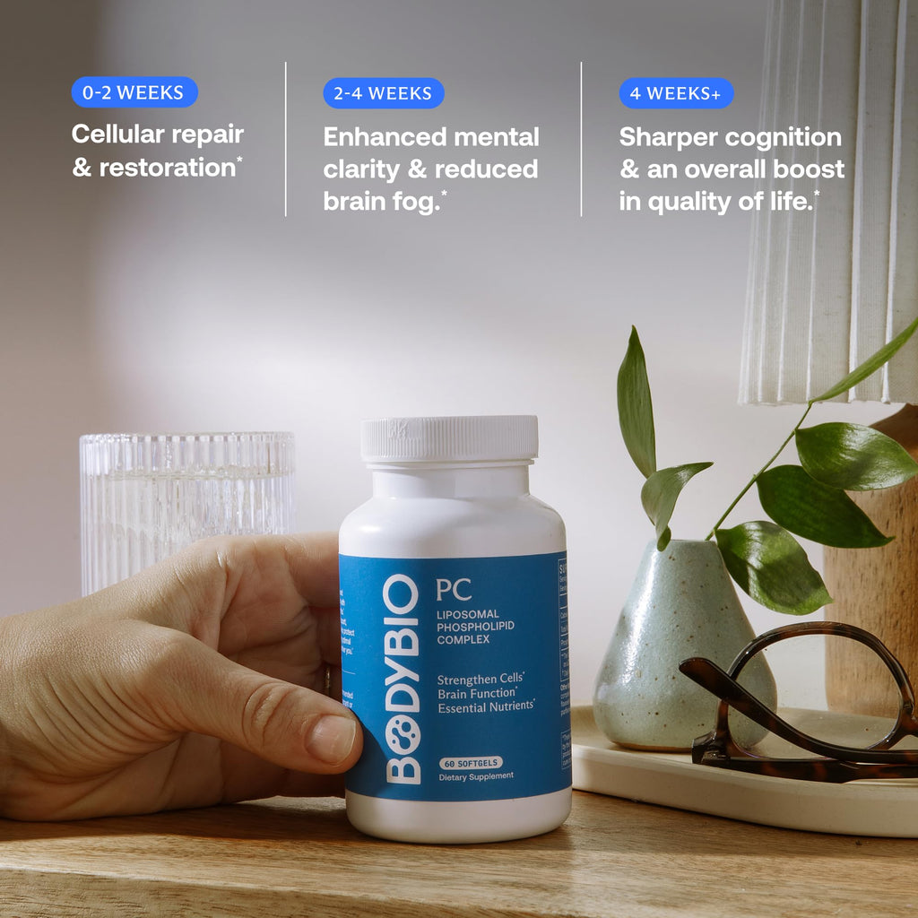BodyBio PC - Phosphatidylcholine for Brain Health, Mental Clarity, Cognitive Function, Cellular Repair & Healthy Aging, Phospholipid Complex Supplement for Gentle Daily Detox