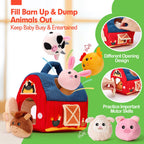 hahaland Baby Toys 6-12 Months - Surprise Barn Stuffed Farm Animals, Rattle, Crinkle, Mirror, Montessori Toys for 6 Month Old Babies Sensory Balls Toddlers 1-3 Gifts Christmas Baby Stocking Stuffers