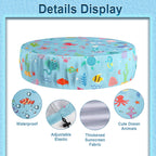Docuwee Round Pool Cover 48", Foldable Kiddie Solar Cover Fit Dog Swimming Pool, Pets Kids Bath Tub, Anti-UV Dustproof Safety Pool Covers with Cute Ocean Animals Pattern