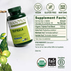 Banyan Botanicals Organic Triphala Tablets - Gentle Daily Digestion & Colon Cleanse Support - Amla, Haritaki, Bibhitaki - Healthy Elimination, Detox & Gut Microbiome - 180 Tablets - Non-GMO, Vegan*
