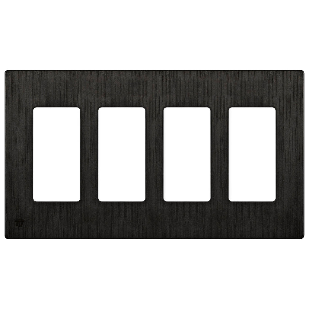 ENERLITES Elite Series Screwless Decorator Wall Plate Child Safe Outlet Cover, Gloss Finish, Size 4-Gang 4.68" H x 8.30" L, Unbreakable Polycarbonate Thermoplastic, SI8834-BDB, Brushed Dark Bronze