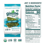 Gimme Seaweed Organic Roasted Seaweed Snack, Sea Salt, .17oz, 20 Count