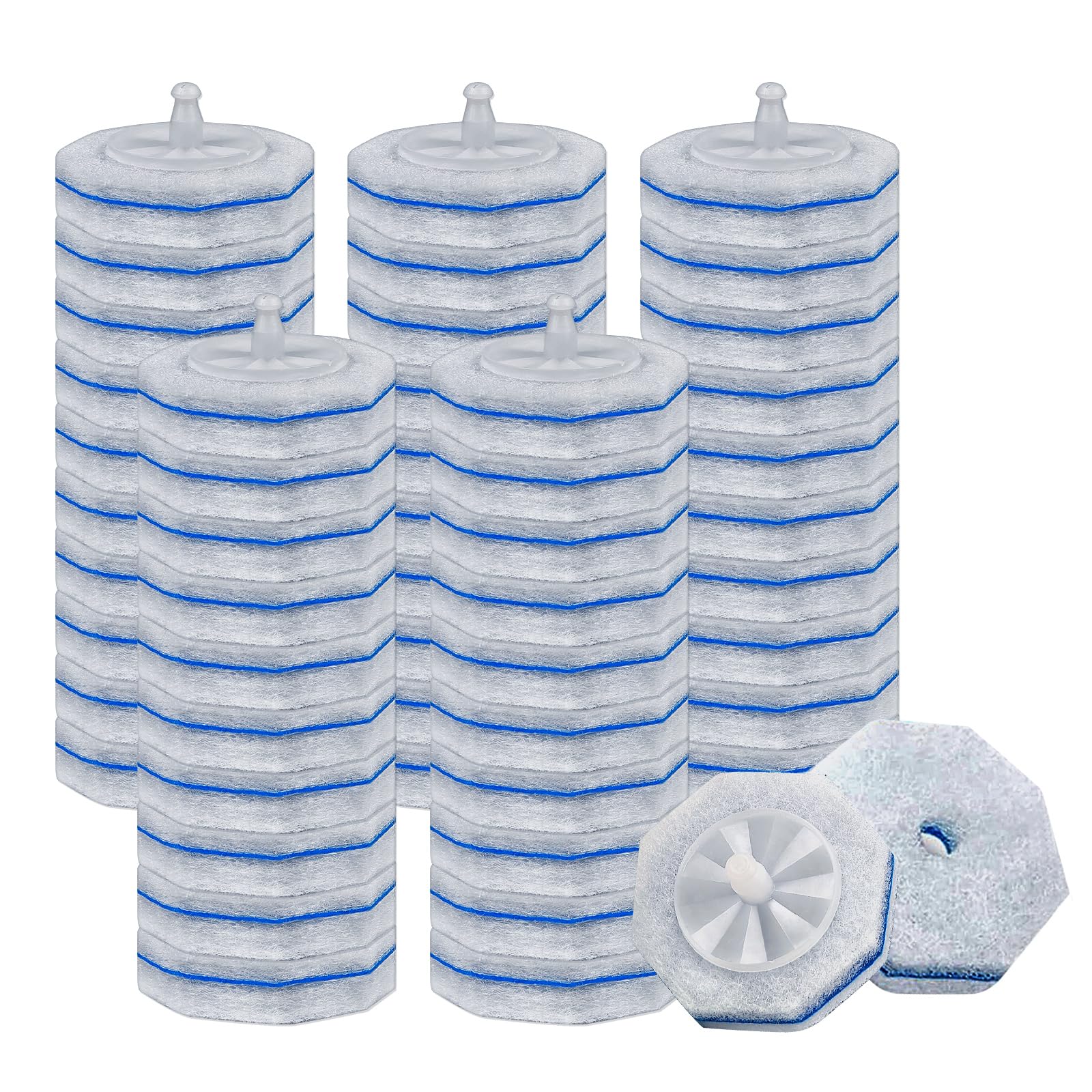 50 Count Toilet Wand Refills for Clorox, Upgrade Scrubbing Fiber Cotton Brush Heads Compatible with Clorox Toilet Wand for Bathroom Efficient Cleaning