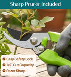 Heavy Duty Gardening Tools - Gardening Gifts for Women, Men, Mom, Dad - Durable, Ergonomic Garden Tools Set (Green)