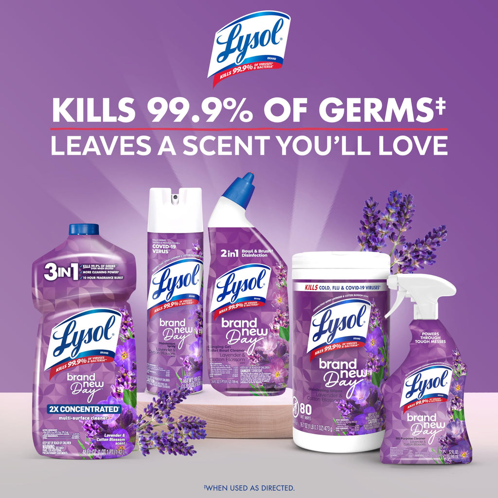 LYSOL Disinfecting Wipes, All Purpose Cleaner, Multi-Surface Antibacterial Cleaning Wipes, Household Cleaning Supplies, Dorm Essentials, Lavender + Mango Scents, 80 ct. (4 Pack)