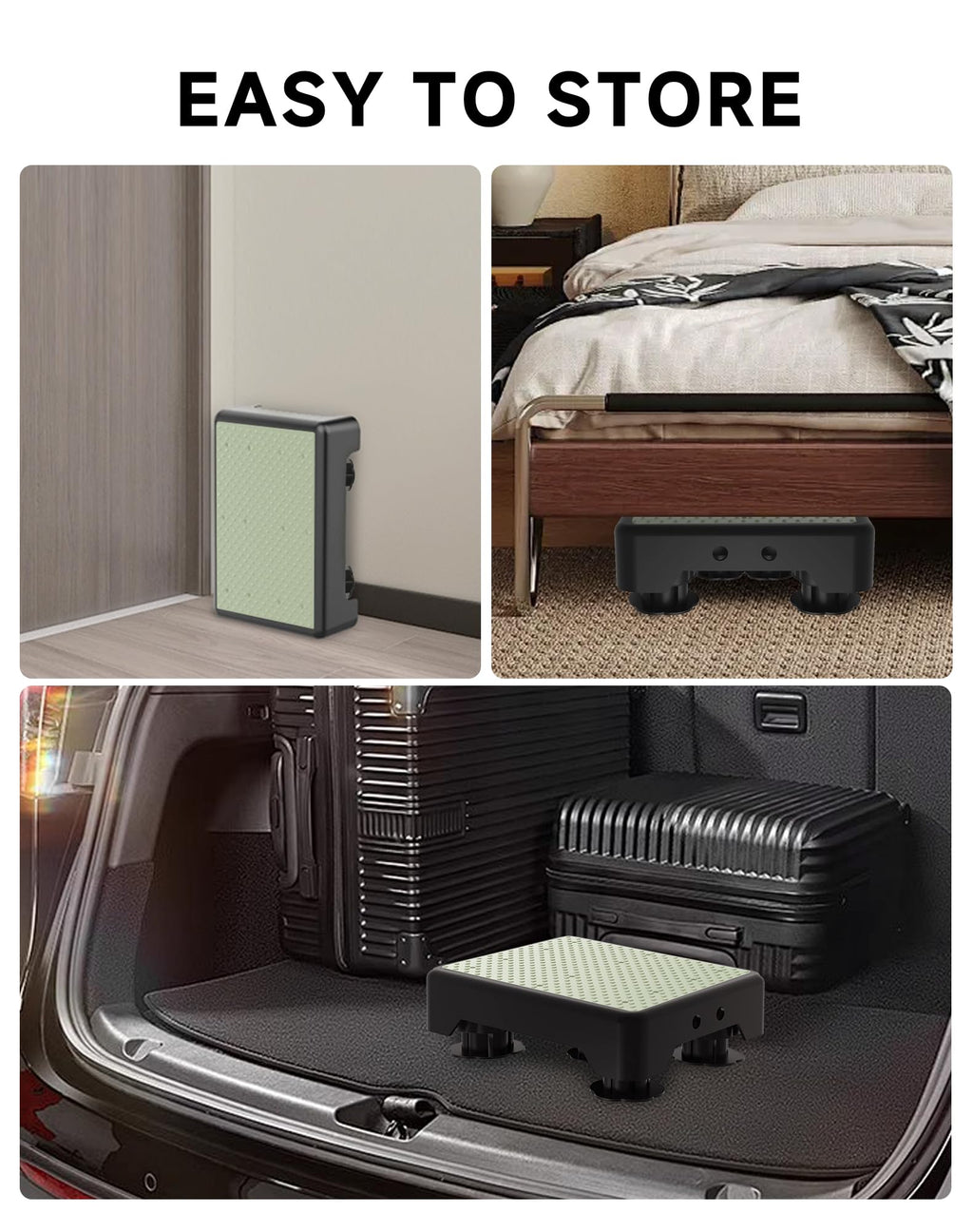 LIFTOZA Adjustable Step Stool for Adults, Noctilucent Bed Step Stools, 600 LBS Capacity Safety Step Platform, Indoor and Outdoor Steps for Seniors, Non-Slip Stepping Stool Elderly Assistance at Night