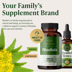 HERBAMAMA Rhodiola Rosea Supplement – Rhodiola Rosea Capsules for Stress Relief & Mental Focus Support* – 100 Vegan Capsules (50 Servings)