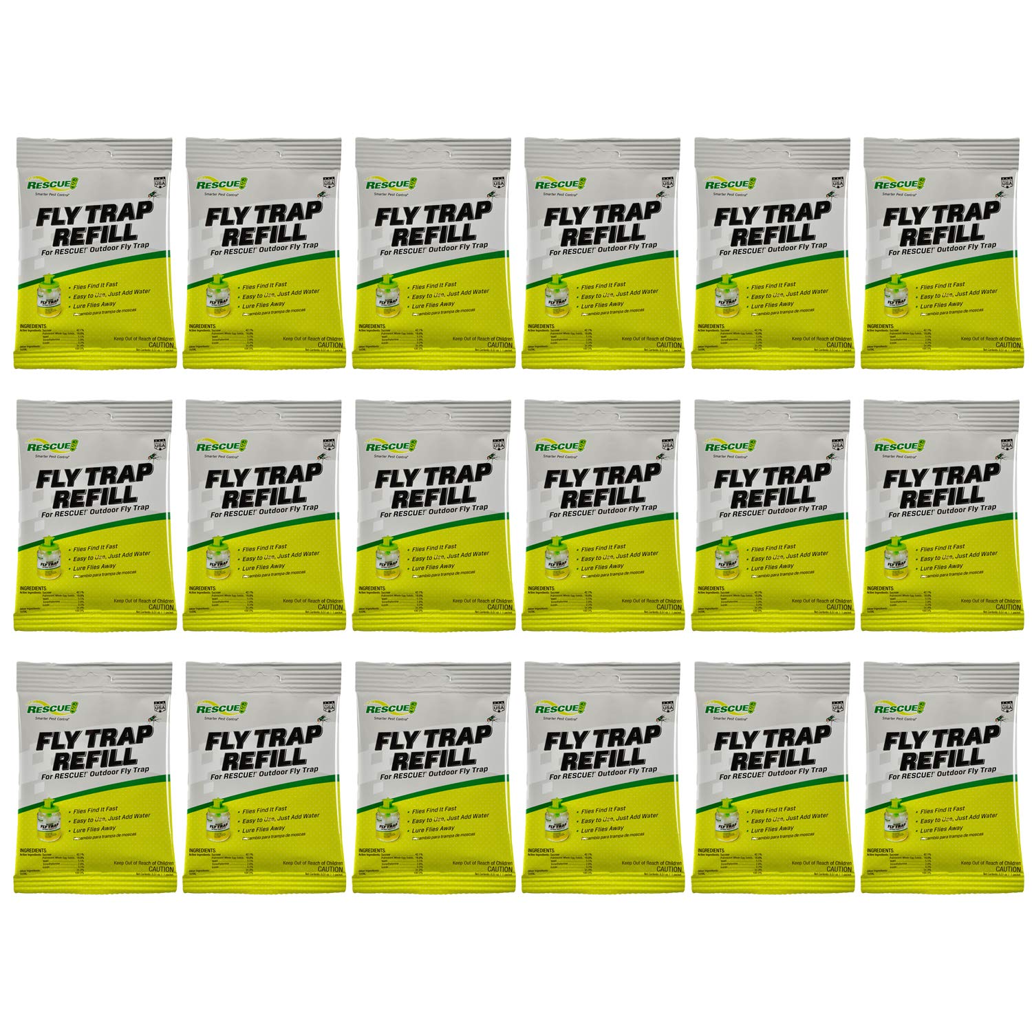 RESCUE! Pack Fly Trap Attractant Refills; Works Reusable Fly Trap To Lure Common Nuisance Or Filth Flies Including House Flies, Flesh Flies