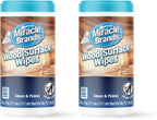 MiracleWipes for Wood Surfaces, Remove Dirt and Grime Buildup, Clean, Protect, and Polish Cabinets, Furniture, and Wood Floors, Great for Kitchen and Bathroom Cleaning Support - 60 Count (Pack of 2)