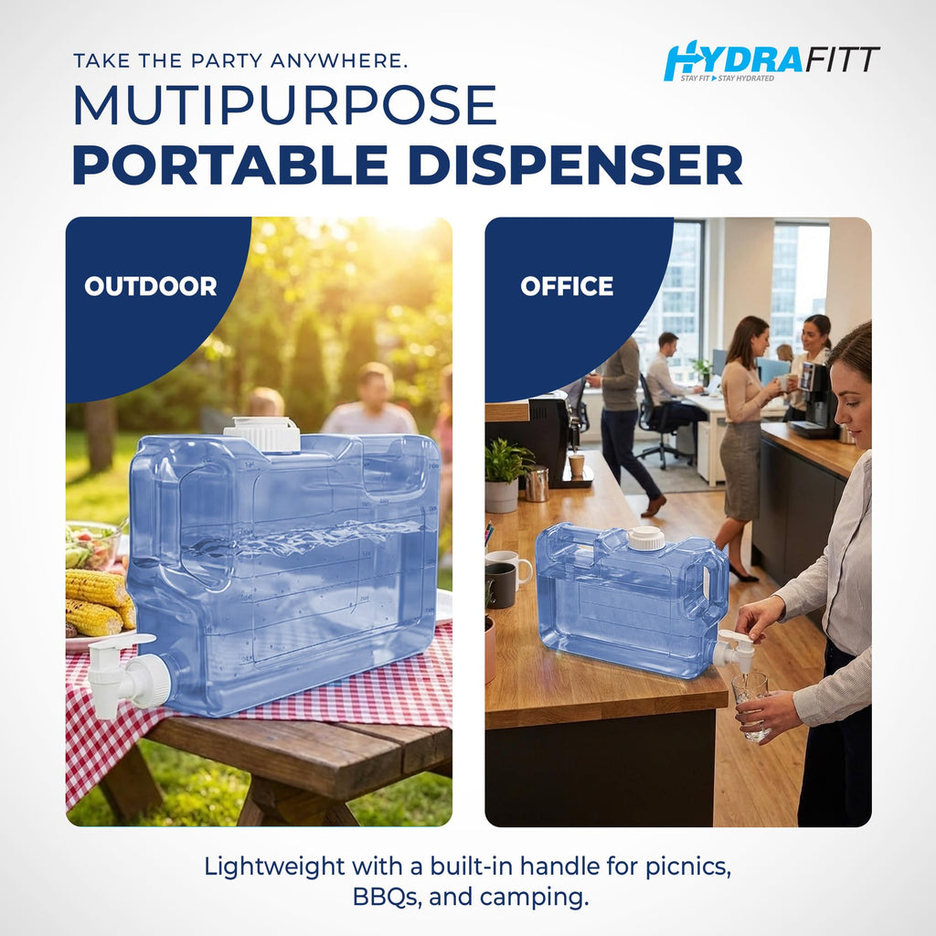 HydraFitt Refrigerator Water Dispenser 1.1 Gallon – Leak-Proof Slim Fridge Water Container with Spigot – BPA-Free Refillable Water Jug (Light Blue)